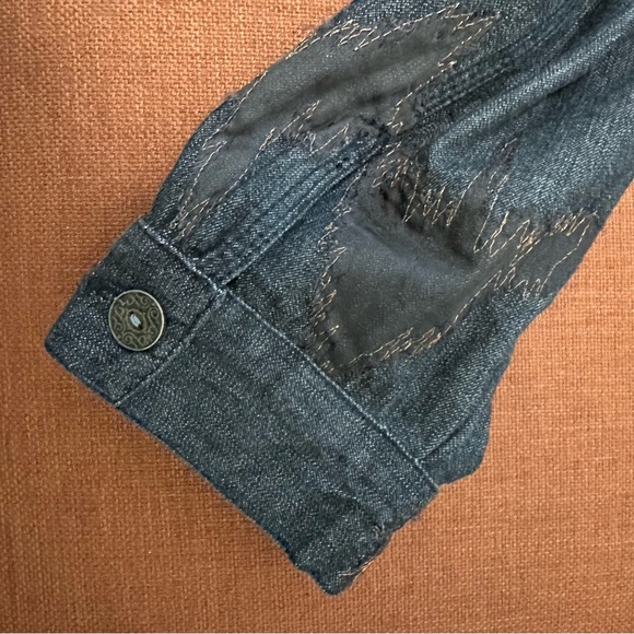 Chico’s jean blazer jacket w/copper embroidery. So much detail. - Picture 8 of 12